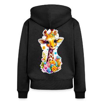 Süße Baby Giraffe - Frauen Premium Bio Zip Hoodie - Schwarz - Hinten - Julia (174cm)