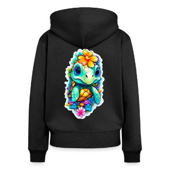 Süße kleine Kinder Schildkröte - Frauen Premium Bio Zip Hoodie - Schwarz - Hinten - Julia (174cm)
