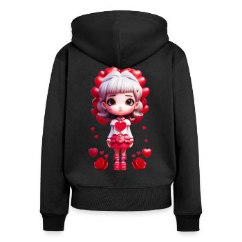 Kleines Mädchen mit Herzen - Frauen Premium Bio Zip Hoodie - Schwarz - Hinten - Julia (174cm)