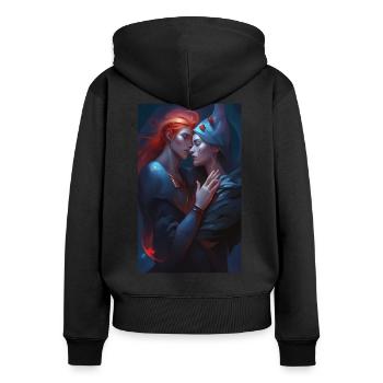Sinnlicher Moment der Liebe zu Frauen - Frauen Premium Bio Zip Hoodie - Schwarz - Hinten - Julia (174cm)