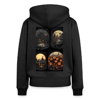 4 portails géométriques de l’horreur - Sweat à capuche zippé Premium bio Femme - noir - Dos - Julia (174cm)