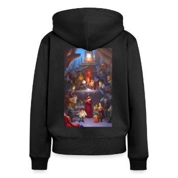 Dîner de famille de science-fiction - Sweat à capuche zippé Premium bio Femme - noir - Dos - Julia (174cm)