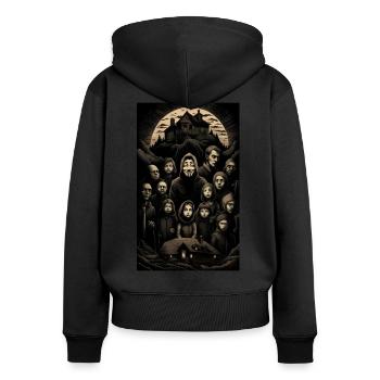 Geheimnisvolles Familienportrait Landschaft - Frauen Premium Bio Zip Hoodie - Schwarz - Hinten - Julia (174cm)