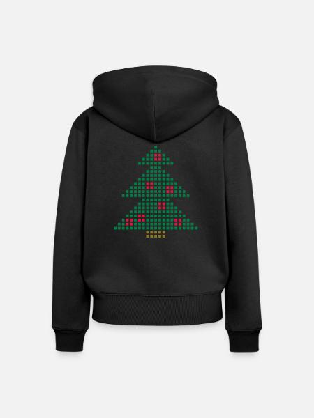 Christmas Tree Pixel - Frauen Premium Bio Zip Hoodie - Schwarz