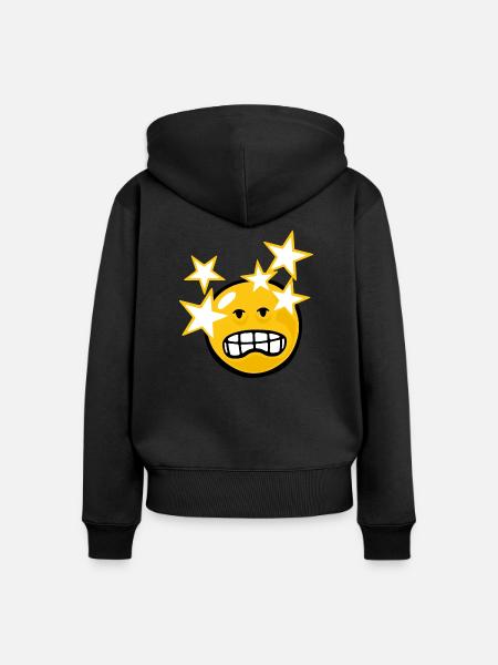 Smiley Hangover - Frauen Premium Bio Zip Hoodie - Schwarz