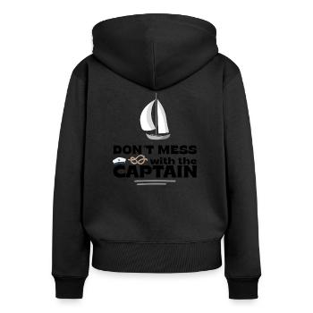 Segler - Frauen Premium Bio Zip Hoodie - Schwarz - Hinten - Julia (174cm)