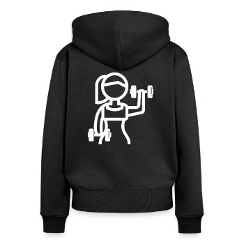 Gymnase Girl power - Sweat à capuche zippé Premium bio Femme - noir - Dos - Julia (174cm)