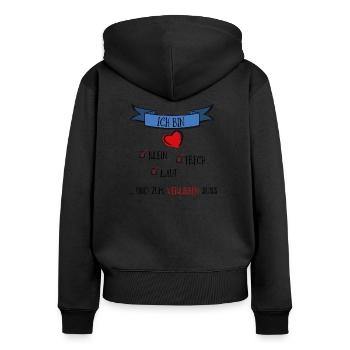 ich bin klein und süß - Frauen Premium Bio Zip Hoodie - Schwarz - Hinten - Julia (174cm)