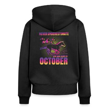 This girl loves horses | October - Women's Premium Organic Zip Hoodie - black - Back - Julia (174cm)