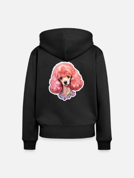 Pudel lockig - Frauen Premium Bio Zip Hoodie - Schwarz