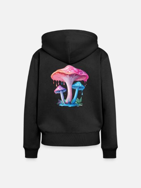 Rosablauer Pilz - Frauen Premium Bio Zip Hoodie - Schwarz
