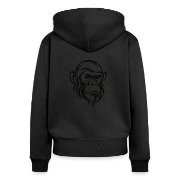 Chimpanzee Face - Frauen Premium Bio Zip Hoodie - Schwarz - Hinten - Julia (174cm)