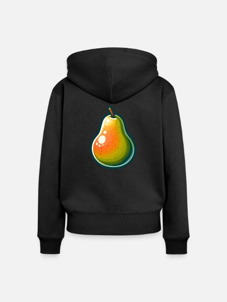 Grüne Birne - Frauen Premium Bio Zip Hoodie - Schwarz