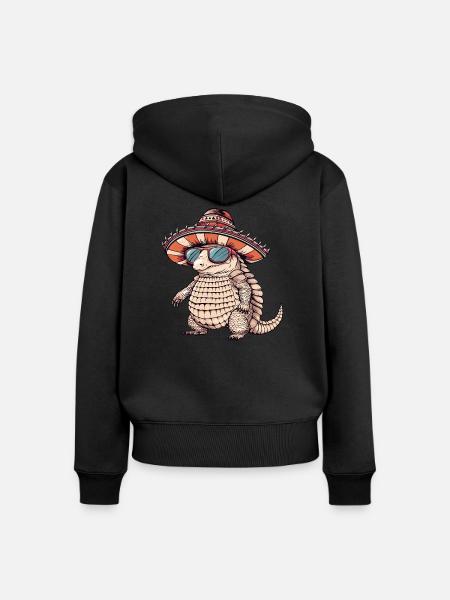 Gürteltier Lustig Sombrero - Frauen Premium Bio Zip Hoodie - Schwarz