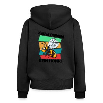 KEINE BIENEN, KEIN HONIG - Frauen Premium Bio Zip Hoodie - Schwarz - Hinten - Julia (174cm)
