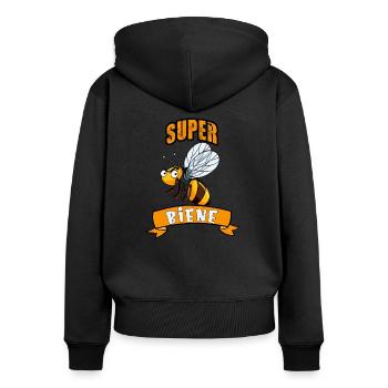 SUPER BIENE - Frauen Premium Bio Zip Hoodie - Schwarz - Hinten - Julia (174cm)