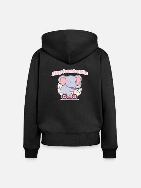 Elefant fantastisch - Frauen Premium Bio Zip Hoodie - Schwarz