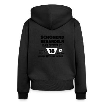 18 Geburtstag - Frauen Premium Bio Zip Hoodie - Schwarz - Hinten - Julia (174cm)