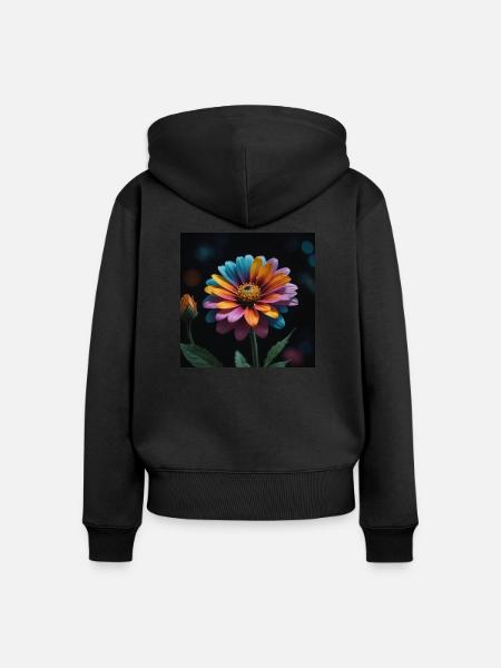 Bunte Blume - Frauen Premium Bio Zip Hoodie - Schwarz