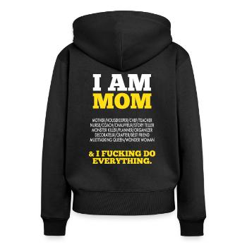 Muttertag, Geschenk, Muttertagsgeschenk - Frauen Premium Bio Zip Hoodie - Schwarz - Hinten - Julia (174cm)