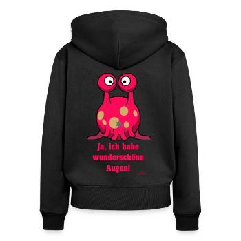 Wunderschöne Augen - Frauen Premium Bio Zip Hoodie - Schwarz - Hinten - Julia (174cm)