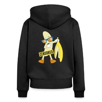 Zensierte nackte Banane - Frauen Premium Bio Zip Hoodie - Schwarz - Hinten - Julia (174cm)
