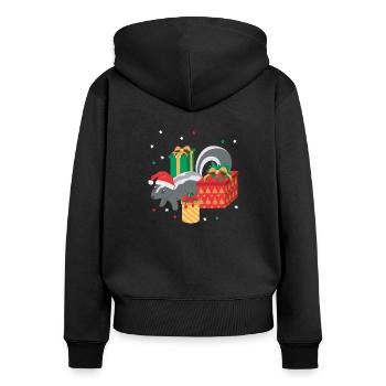 Weihnachten Honig Dachs - Frauen Premium Bio Zip Hoodie - Schwarz - Hinten - Julia (174cm)