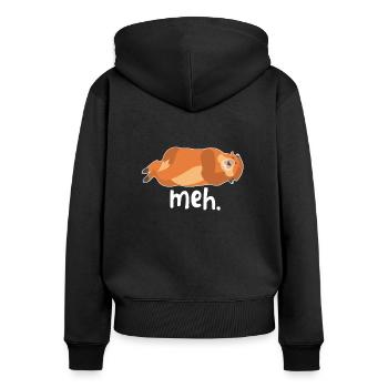 Meh. marmotte - Sweat à capuche zippé Premium bio Femme - noir - Dos - Julia (174cm)