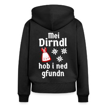 Wiesn Tracht bayrisch Mei Dirndl - Frauen Premium Bio Zip Hoodie - Schwarz - Hinten - Julia (174cm)