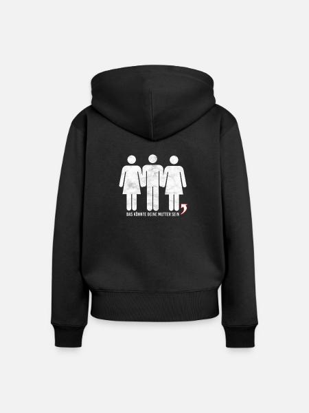 Dreier Beziehung - Deine Mutter witzig - Frauen Premium Bio Zip Hoodie - Schwarz