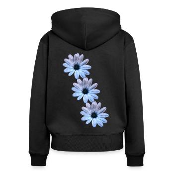 Marguerites 3 fois - Sweat à capuche zippé Premium bio Femme - noir - Dos - Julia (174cm)
