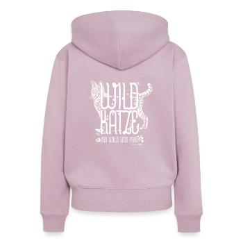 Wildkatze Weiss Geschenkidee - Frauen Premium Bio Zip Hoodie - Altrosa - Hinten - Julia (174cm)