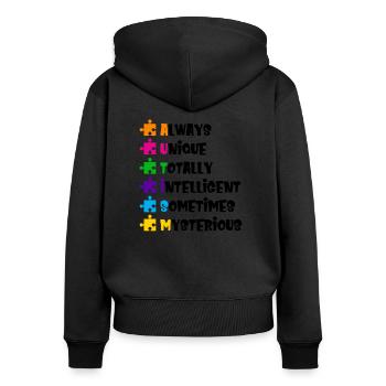 Autismus Bewusstsein - Frauen Premium Bio Zip Hoodie - Schwarz - Hinten - Julia (174cm)