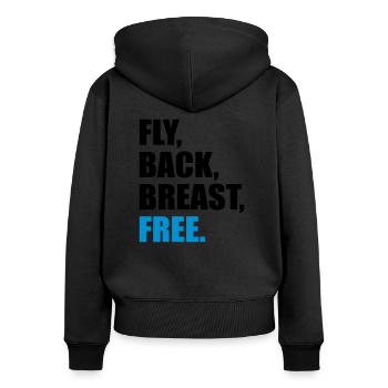 schwimmen - Frauen Premium Bio Zip Hoodie - Schwarz - Hinten - Julia (174cm)