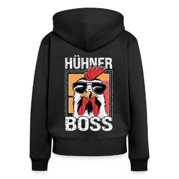 Hühner Boss cooler Hahn für Landwirt oder Bauer - Frauen Premium Bio Zip Hoodie - Schwarz - Hinten - Julia (174cm)
