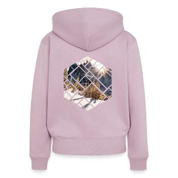 Dolomites Seceda Paysage hivernal - Sweat à capuche zippé Premium bio Femme - rose poudré - Dos - Julia (174cm)