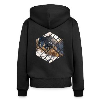 Dolomiten Seceda Winterlandschaft - Frauen Premium Bio Zip Hoodie - Schwarz - Hinten - Julia (174cm)