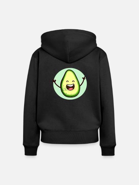 Fröhliche Avocado - Frauen Premium Bio Zip Hoodie - Schwarz