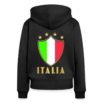 Italia Fußball - Frauen Premium Bio Zip Hoodie - Schwarz - Hinten - Julia (174cm)