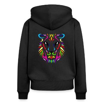 lioness design color 504 o - Women's Premium Organic Zip Hoodie - black - Back - Julia (174cm)