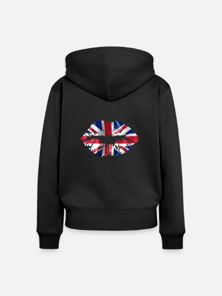 UK Lippen - Frauen Premium Bio Zip Hoodie - Schwarz