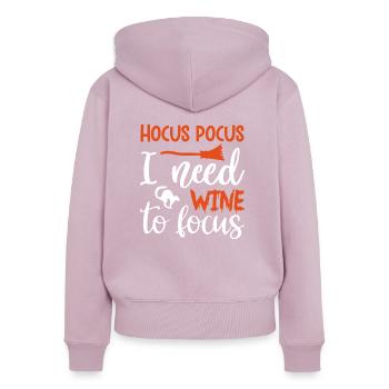 hocus pocus i need wine to focus Funny Quote Gift - Frauen Premium Bio Zip Hoodie - Altrosa - Hinten - Julia (174cm)