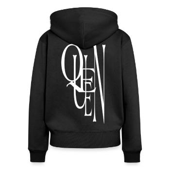 QUEEN - Sweat à capuche zippé Premium bio Femme - noir - Dos - Julia (174cm)