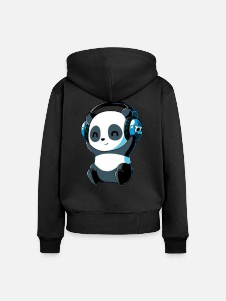 Cute Panda - Frauen Premium Bio Zip Hoodie - Schwarz
