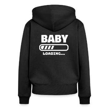BABY LOADING SCHWANGER SCHWANGERSCHAFT GESCHENK - Frauen Premium Bio Zip Hoodie - Schwarz - Hinten - Julia (174cm)