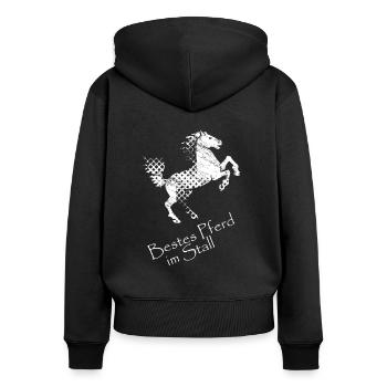 Bestes Pferd im Stall - Frauen Premium Bio Zip Hoodie - Schwarz - Hinten - Julia (174cm)