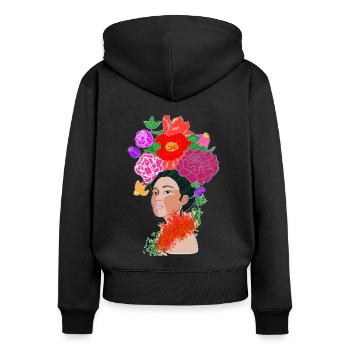 Flower Woman - Blumenmädchen - Women's Premium Organic Zip Hoodie - black - Back - Julia (174cm)