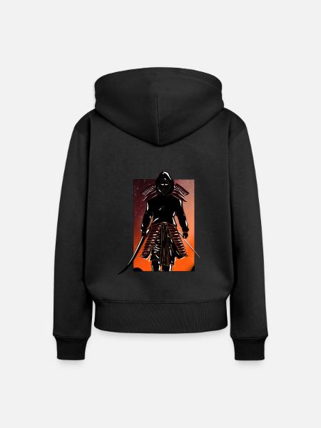 Samurai Hannya im Kapuzenpullover - Frauen Premium Bio Zip Hoodie - Schwarz