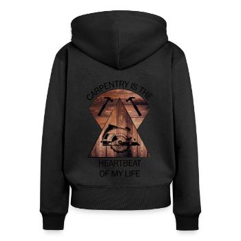 Charpentier Chambres de charpentier Craftsman Bois - Sweat à capuche zippé Premium bio Femme - noir - Dos - Julia (174cm)