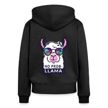 pas de problème - refroidisseur pas de problème lama lama disant - Sweat à capuche zippé Premium bio Femme - noir - Dos - Julia (174cm)